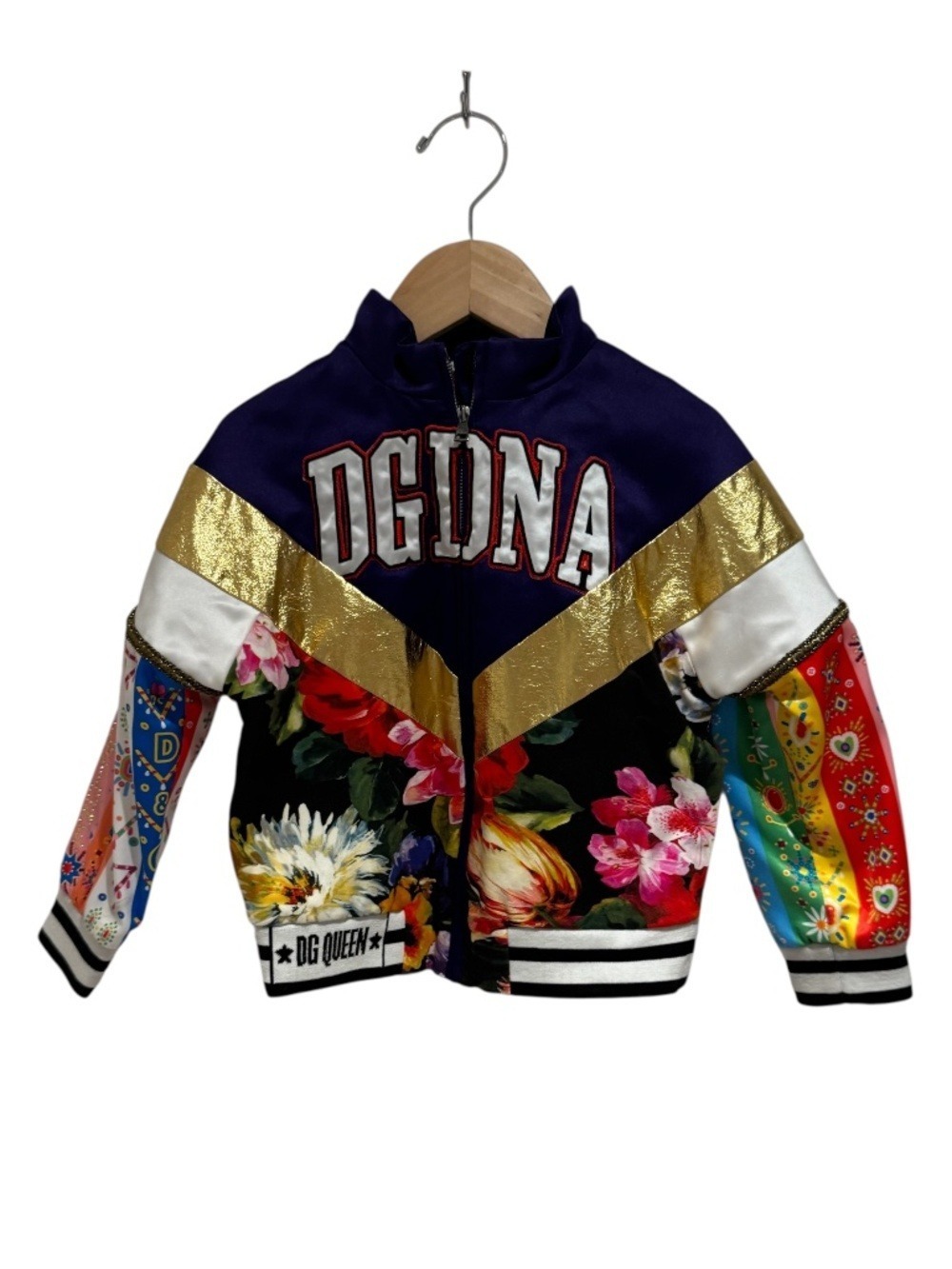 DOLCE & GABBANA DNA satin embellished floral bomber jacket - size 3